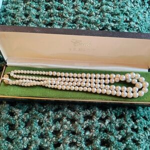 Elegant double strand Pearl Necklace in box by Carla
